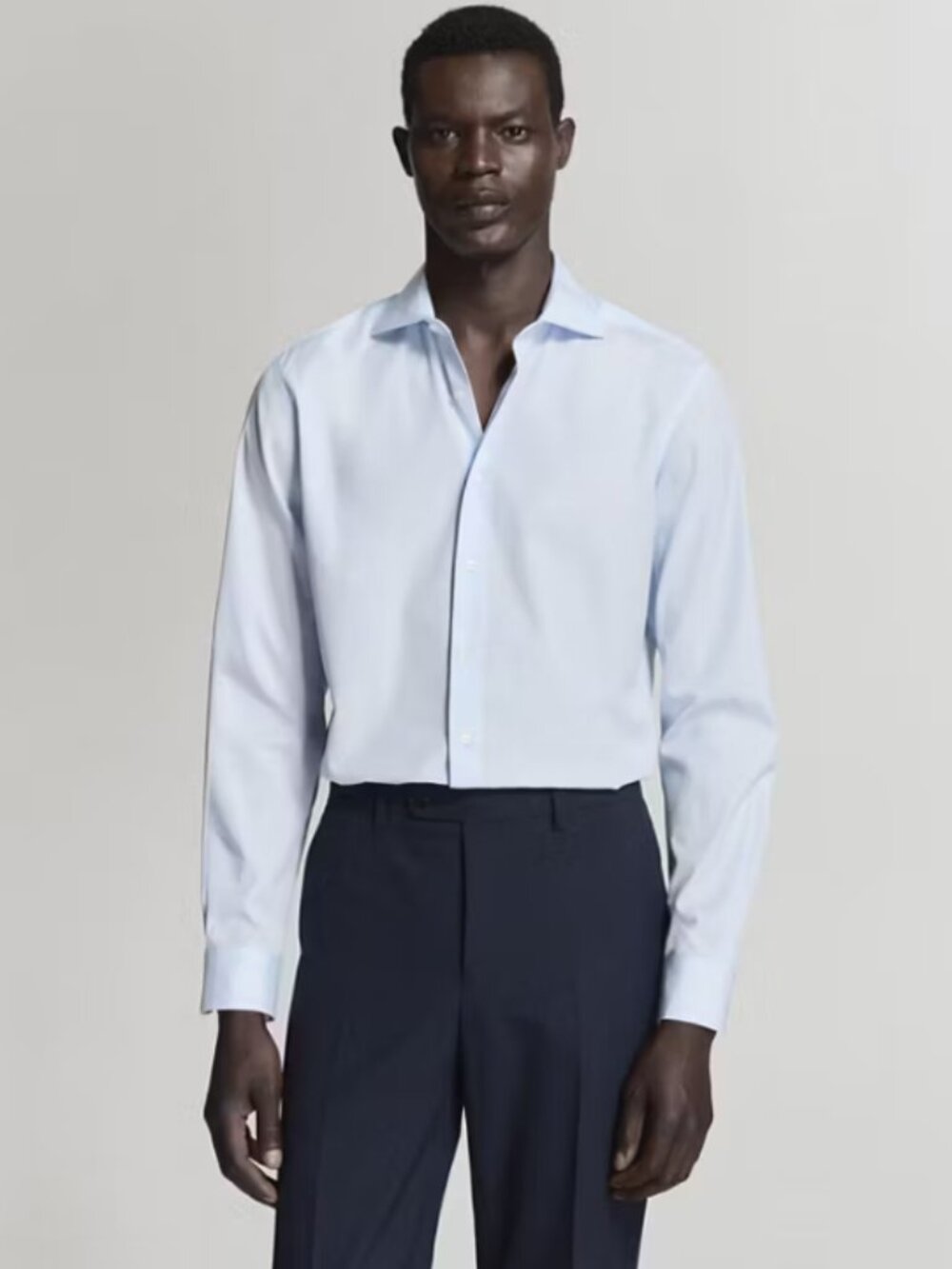 Mango Slim Fit Cotton Poplin Dress Shirt – Sky Blue – Medium